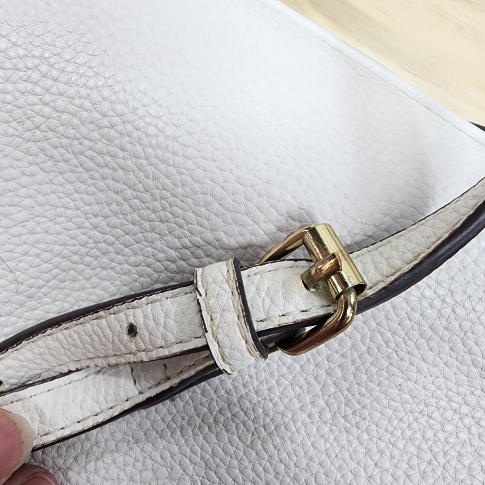 Nanette Lepore White Faux Leather Crossbody Quiet Luxury Bag Pebbled Purse 10x7 - Picture 12 of 16